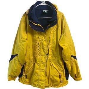 Columbia Women Interchange Yellow&Blue Winter Jacket 3 in 1 Coat,Roll-up Hood XL